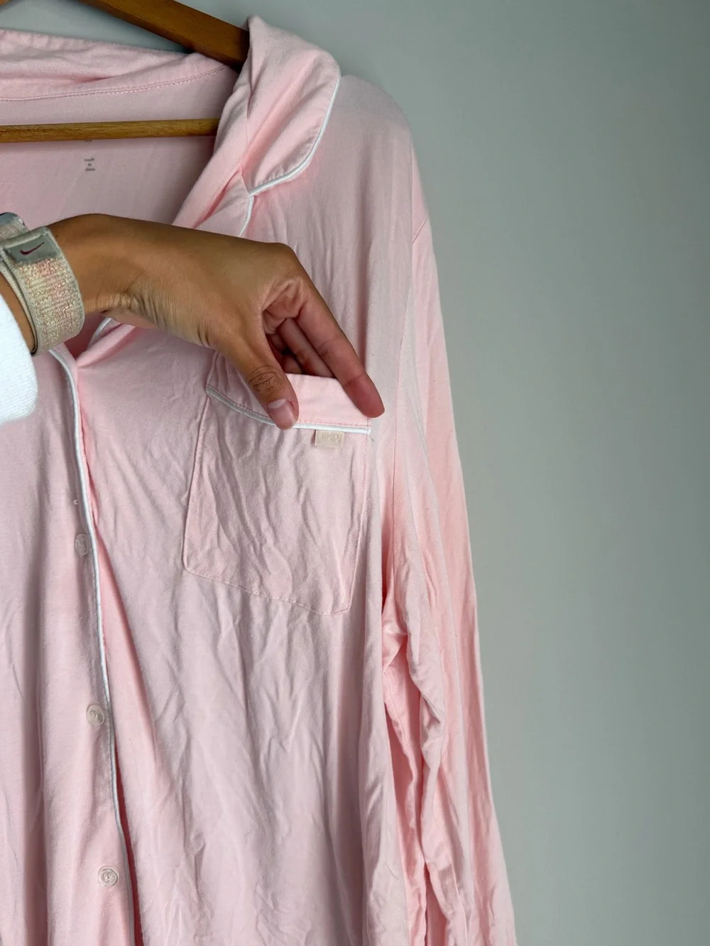 Women's Bamboo Stretch-Knit Long Sleeve Pajama Top Size XL in Blossom Pink